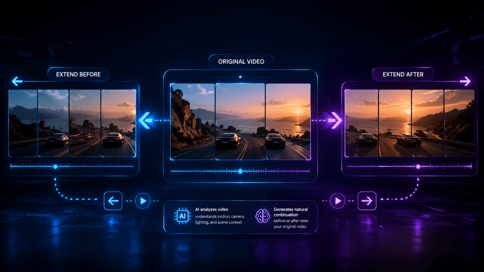 AI video extender workspace