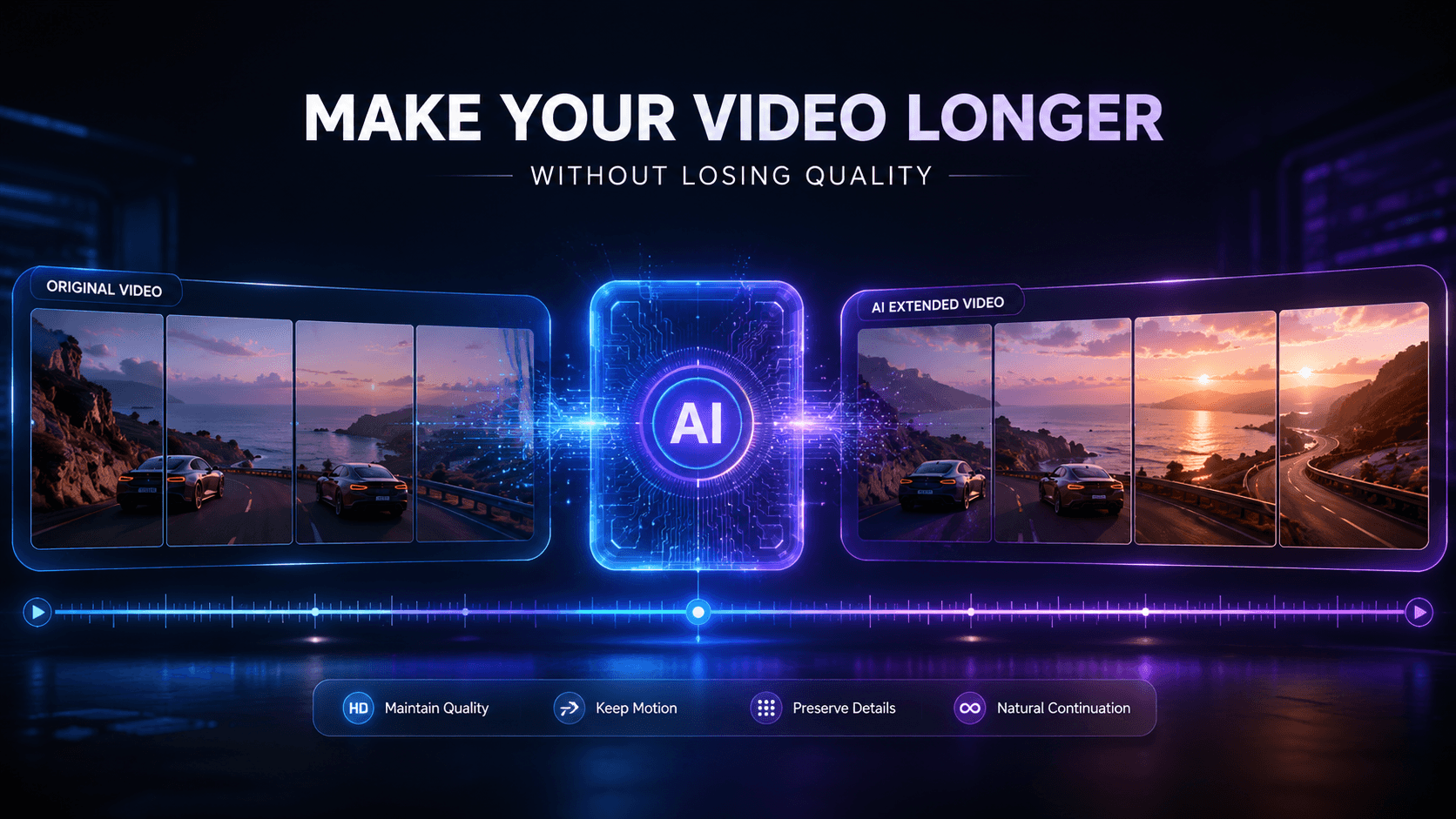 A cinematic example of extending a video with AI