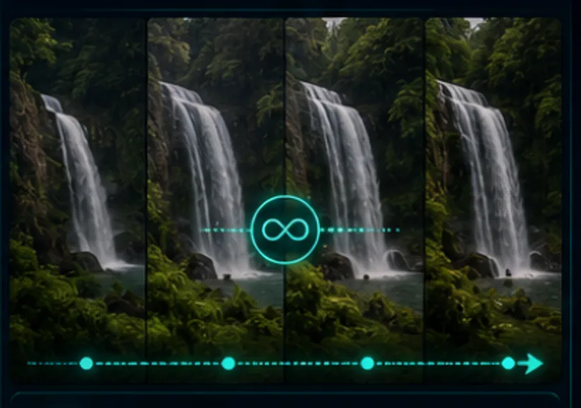 Kling video extender continuing camera motion along the same path